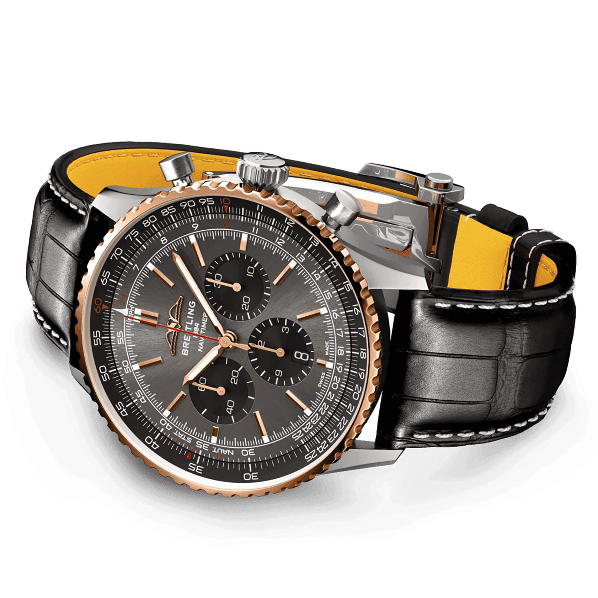 Breitling black 2025 leather strap