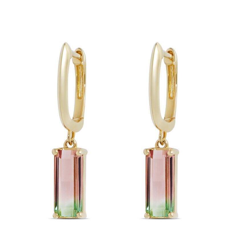 Bi-Color Tourmaline Drop Earrings in 14K Yellow Gold image number 0