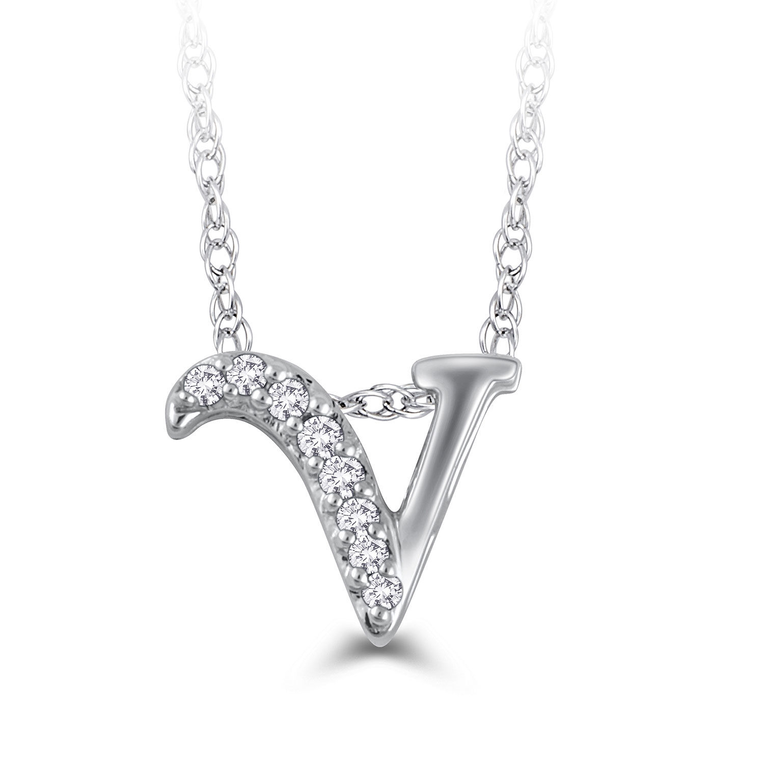 Letter v sale diamond necklace