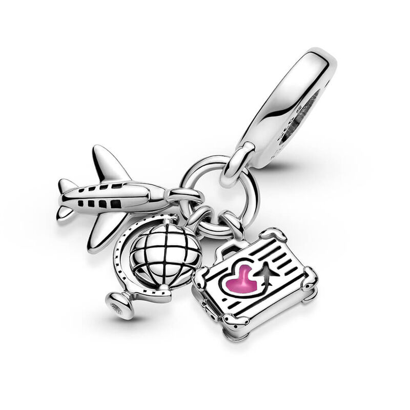 ⭐SALE⭐AUTH PANDORA NECKLACE CHAIN with AIRPLANE PENDANT CHARM