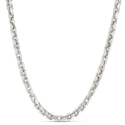 Toscano 24-Inch Rectangular Link Chain, 14K White Gold