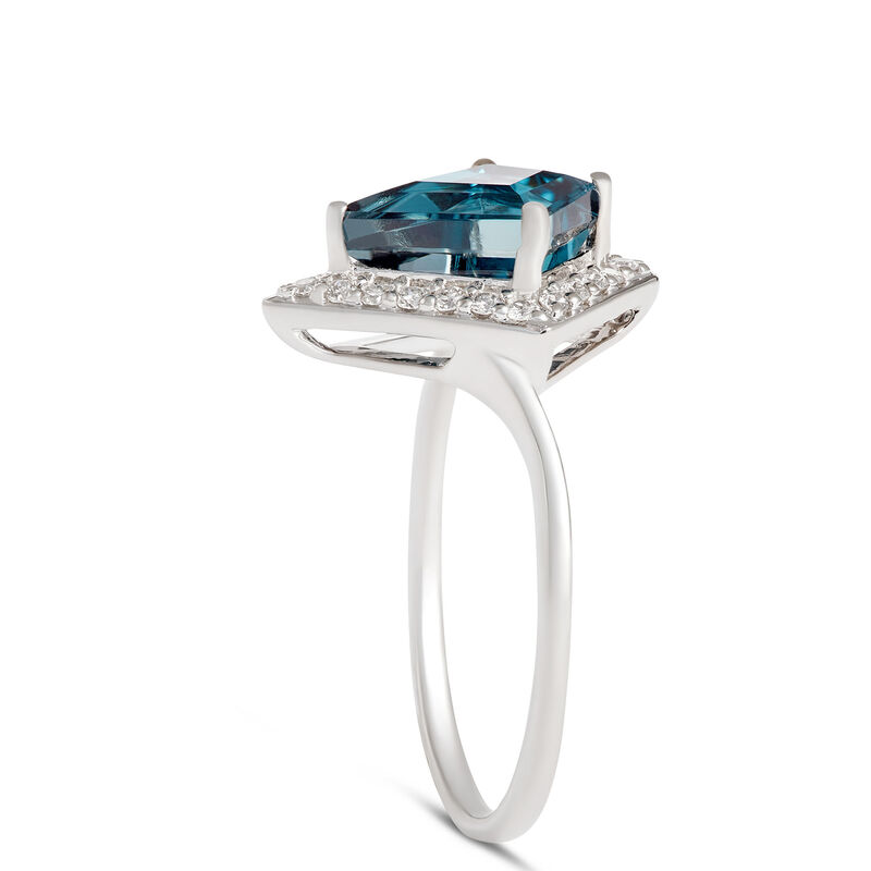 Kite Blue Topaz and Diamond Ring, 14K White Gold image number 1