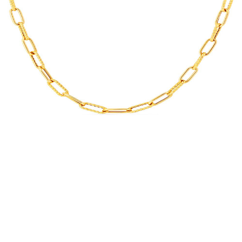 Roberto Coin Designer Gold Alternating Polished And Fluted Paperclip Link Chain 18k Yellow Gold, 17″ image number 0