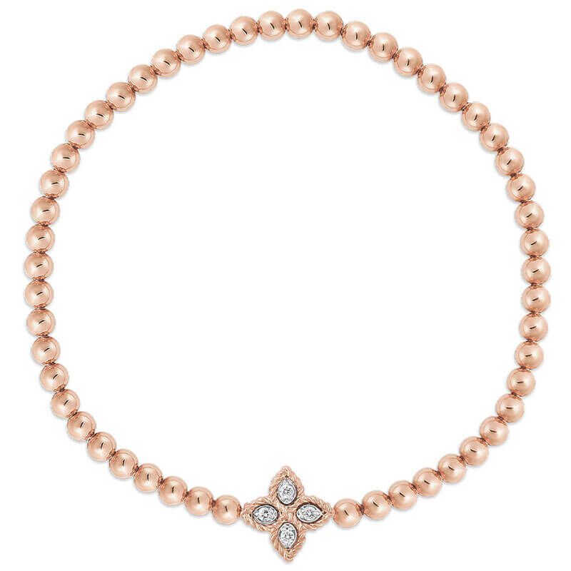 ROBERTO COIN 18K Rose Gold Diamond Pink Sapphire Flower Station Bracelet  1290112