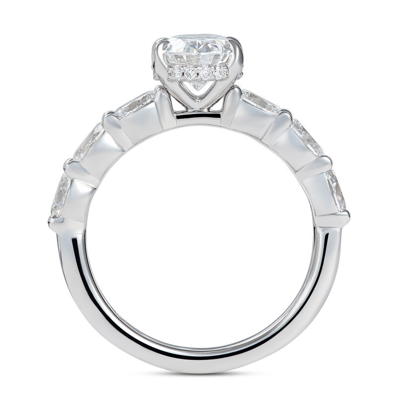 Bella Ponte Oval and Round Diamond Engagement Ring, 14K White Gold image number 2