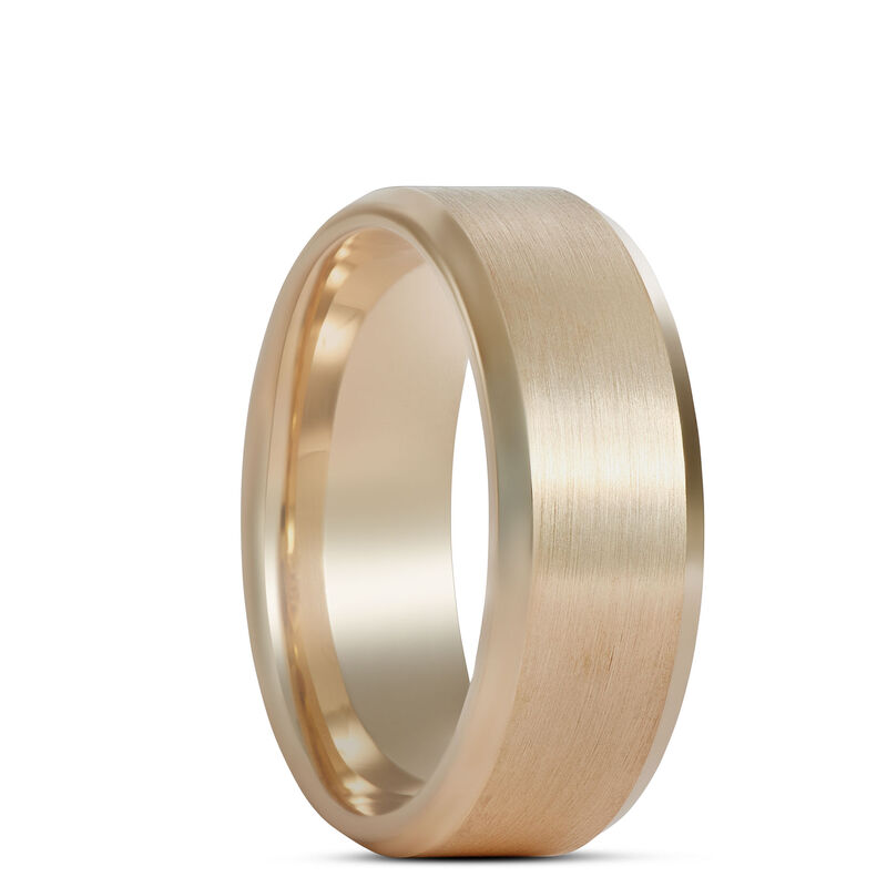 Brushed Gents Wedding Band, 14K Yellow Gold image number 1