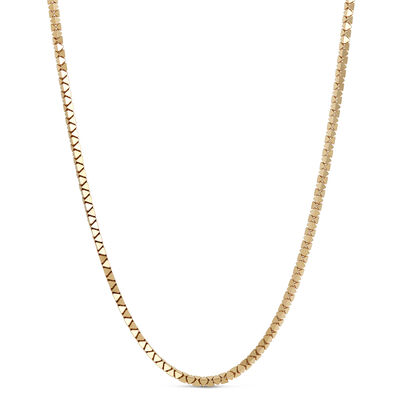 Toscano 24-Inch Pyramid Link Necklace, 14K Yellow Gold