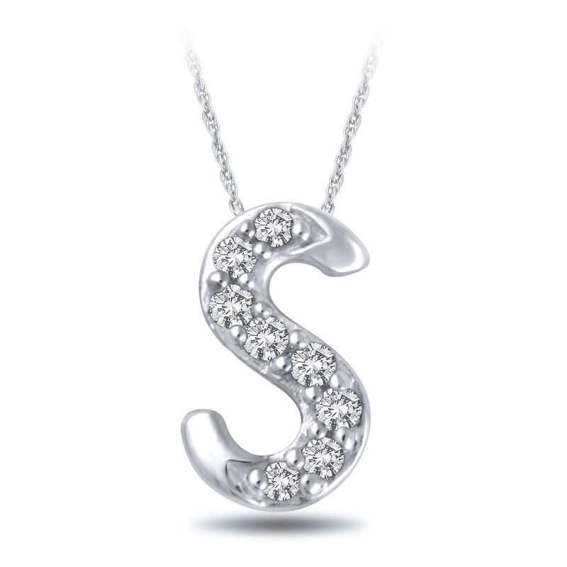 Sterling Silver Cursive Initial Letter S Pendant/Necklace