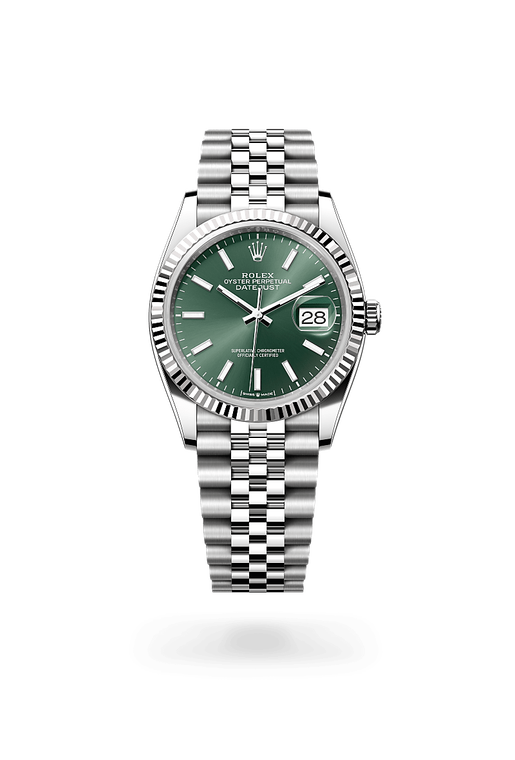 rolex datejust in white rolesor - combination of
                oystersteel and white gold, m126234-0051 - ben bridge