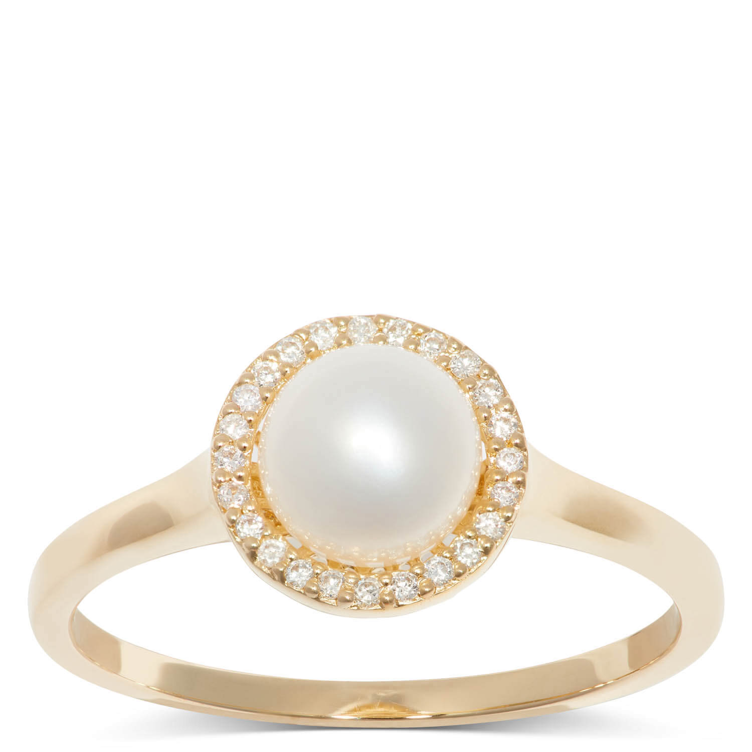 14K Yellow Gold Pearls Textured Ring