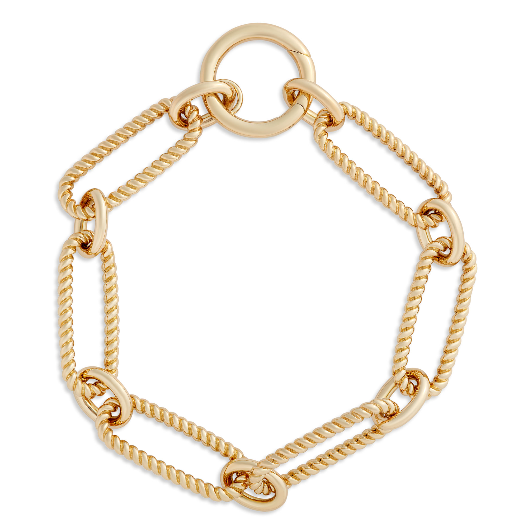 18K YELLOW GOLD OVAL LINK CHARM BRACELET - Roberto Coin - North