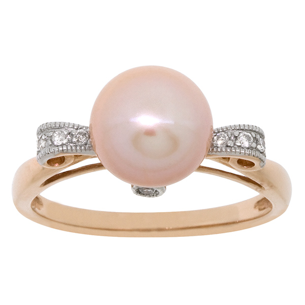 pink pearl rings with diamonds