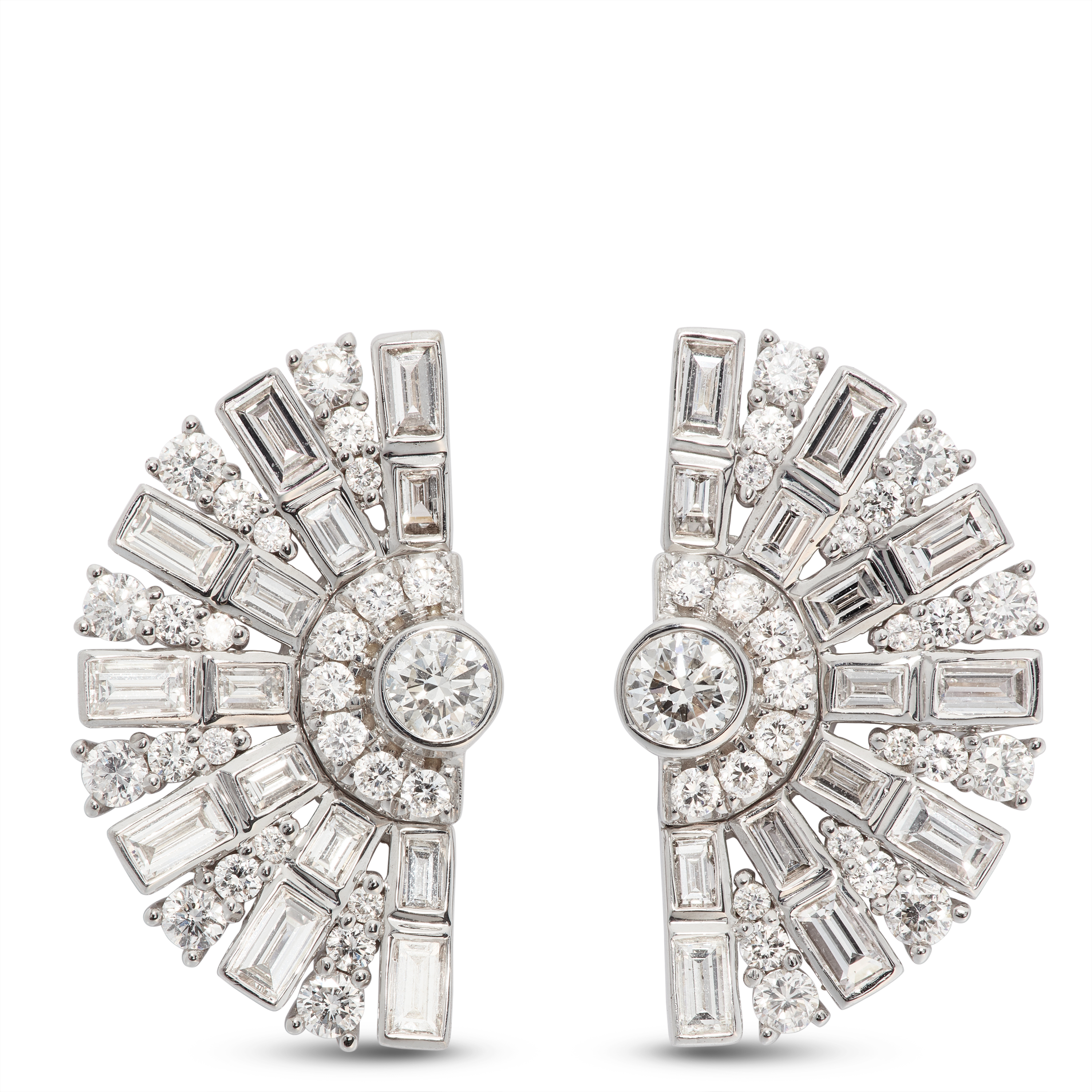 Fancy Cut Diamond Fan Earrings, 14K White Gold, Women's, by Ben Bridge Jewelers