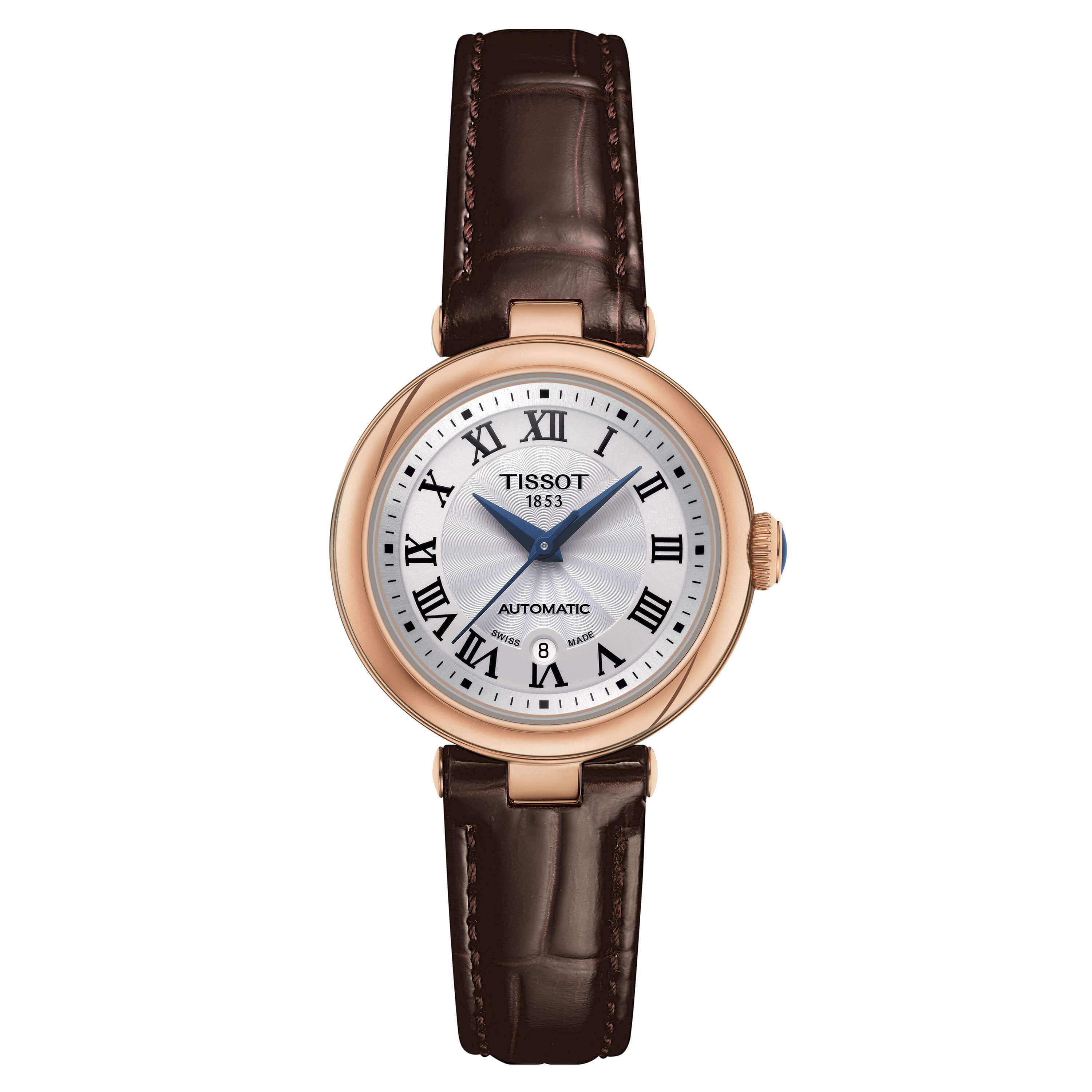 Tissot Bellissima Auto White Leather Gold PVD Auto Watch 29mm