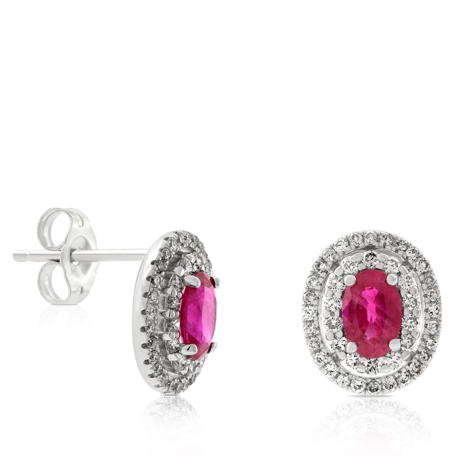 Ruby & Diamond Double Halo Earrings 14K | Ben Bridge Jeweler