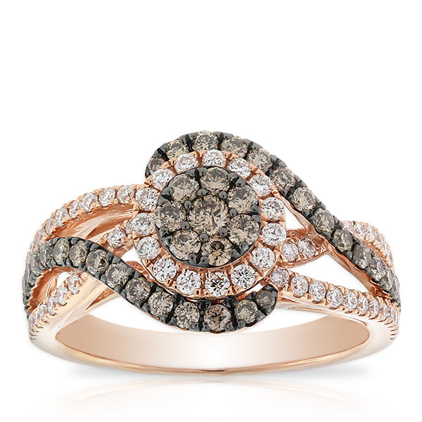 Rose Gold Brown & White Diamond Cluster Ring 14K | Ben Bridge Jeweler