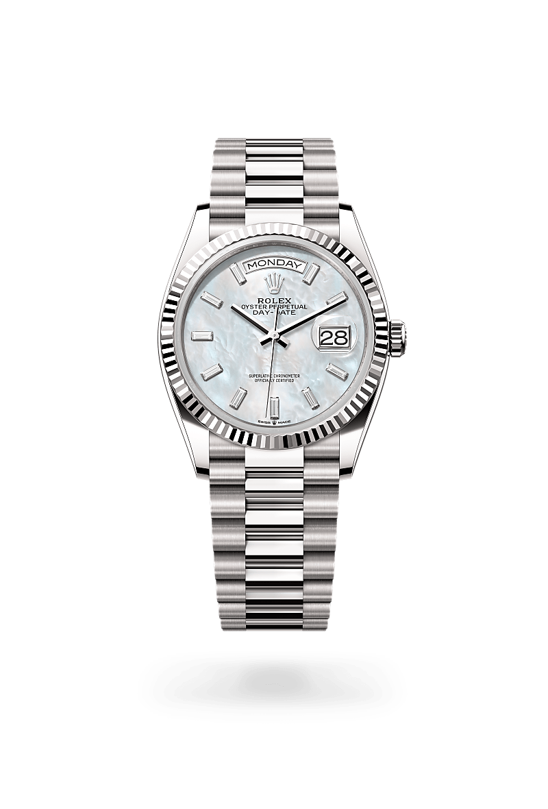 rolex day-date in 18 kt white gold, m128239-0065 - ben bridge