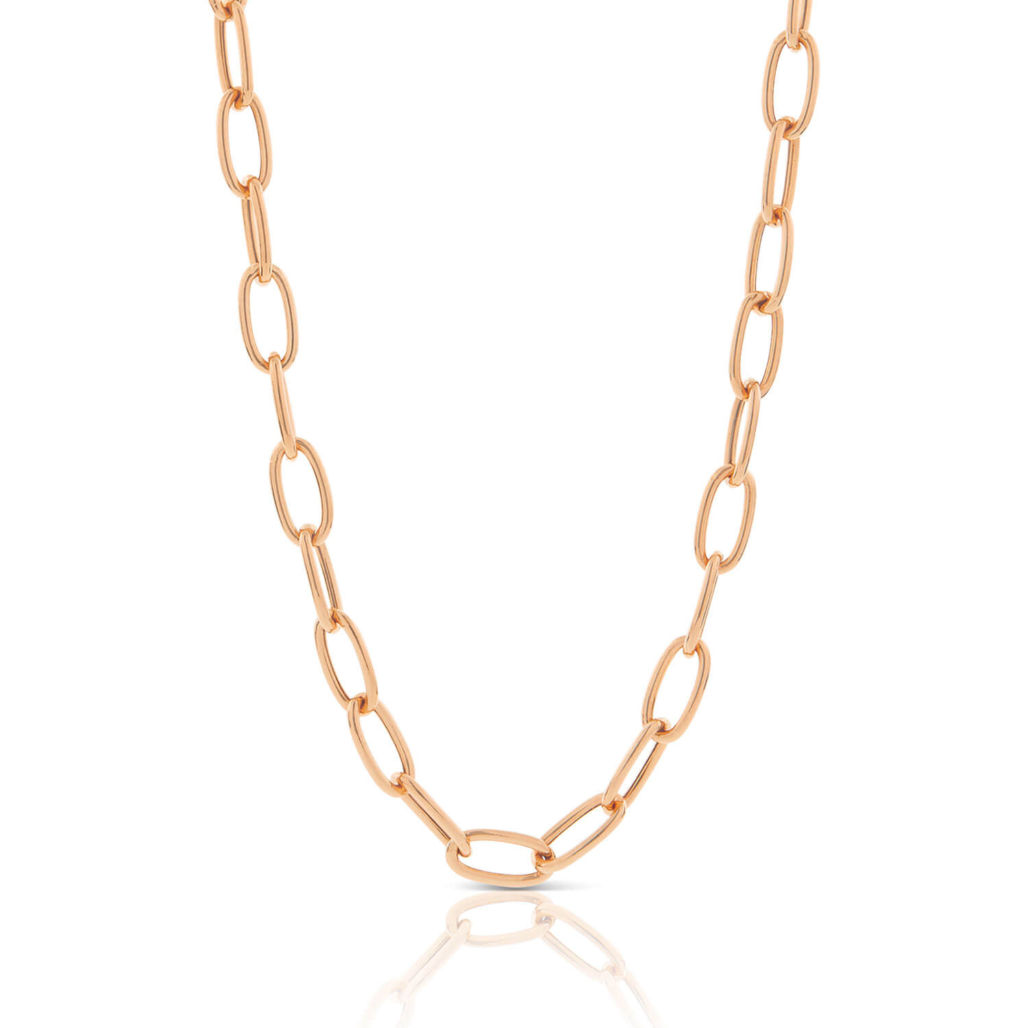 Rose Gold Toscano Oval Paperclip Chain Necklace 14K, 20