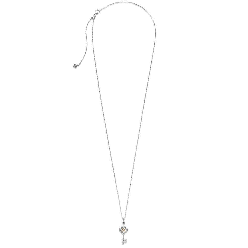 Pandora Two-tone Key & Flower Necklace, 14K & Silver - 399339C01-70 ...