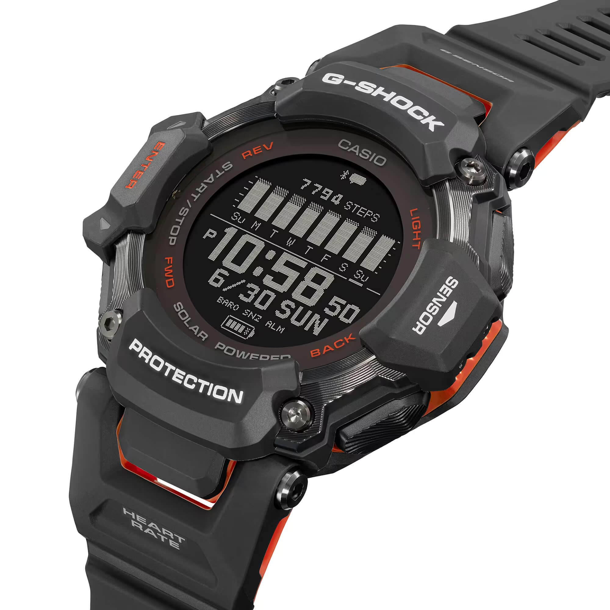 G-Shock Move Digital Watch Black Metallic Case and Dial, Black Strap, 52.6mm