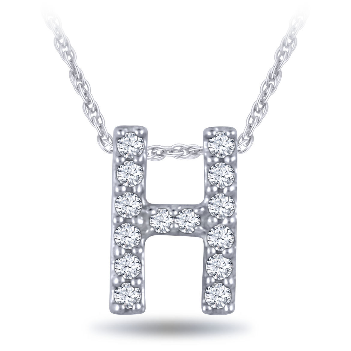 Diamond Initial Pendant 14K Letter 'H 