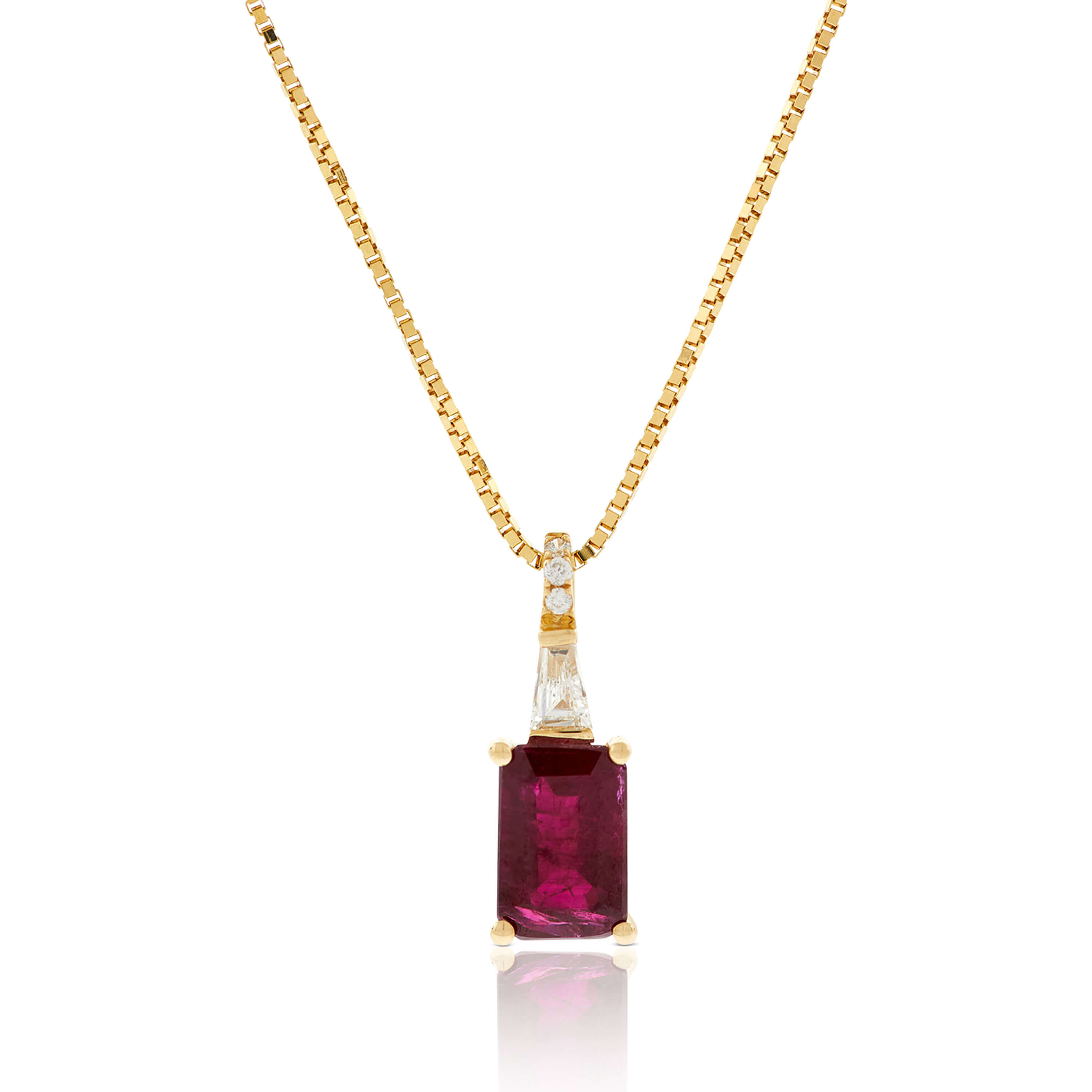 Emerald Cut Ruby & Diamond Necklace 14K | Ben Bridge Jeweler