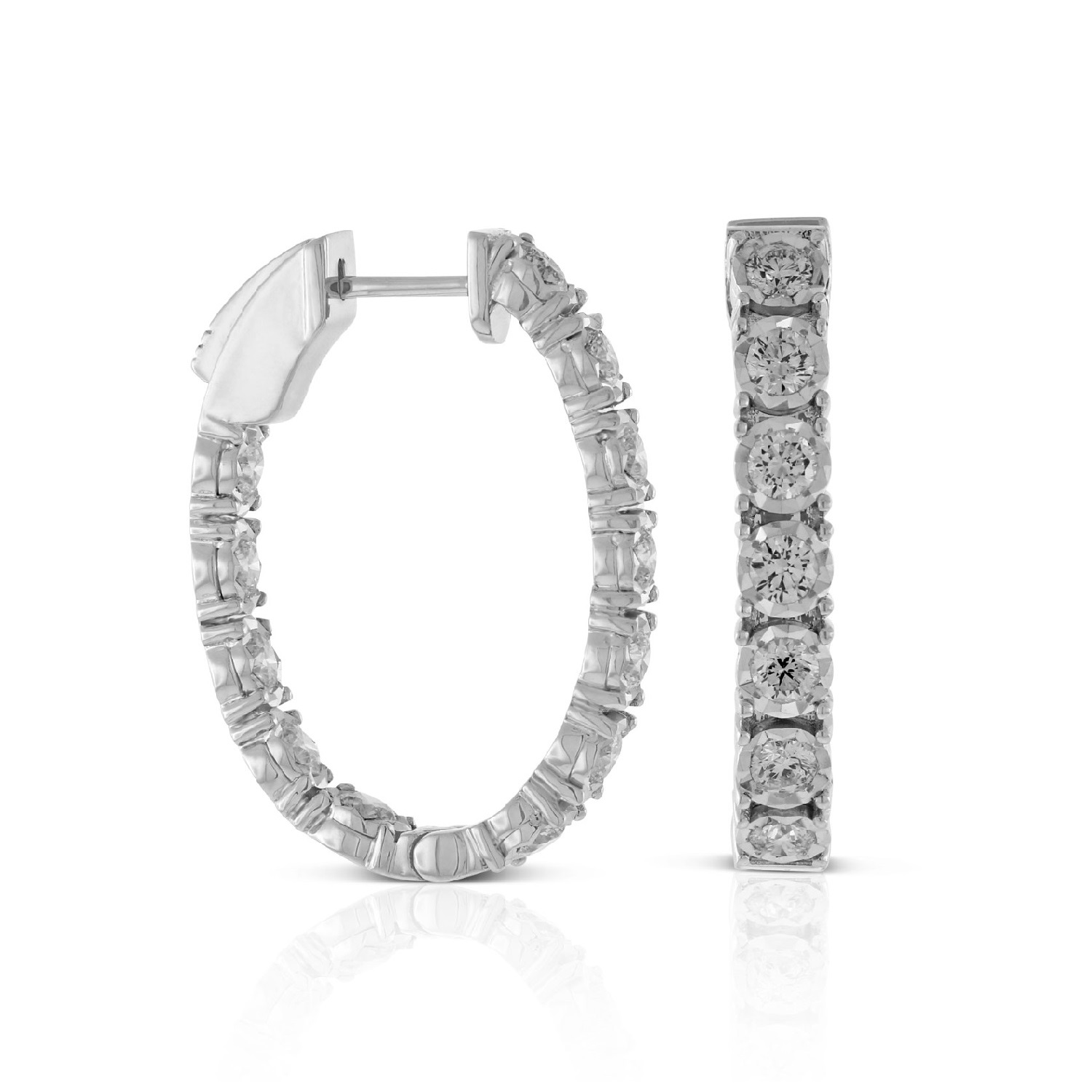 oval diamond hoop earrings