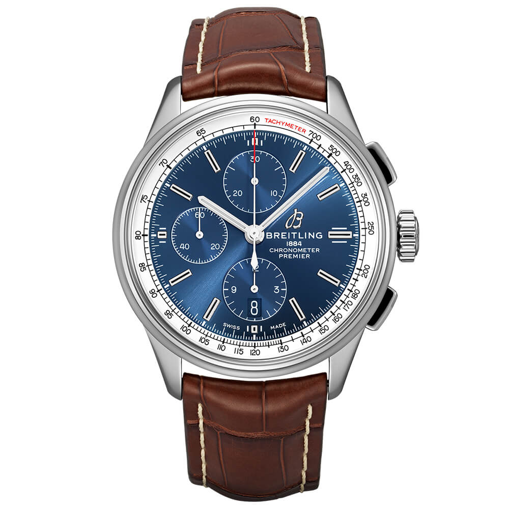 Breitling Premier Chronograph 42 Blue Leather Watch, 42mm ...