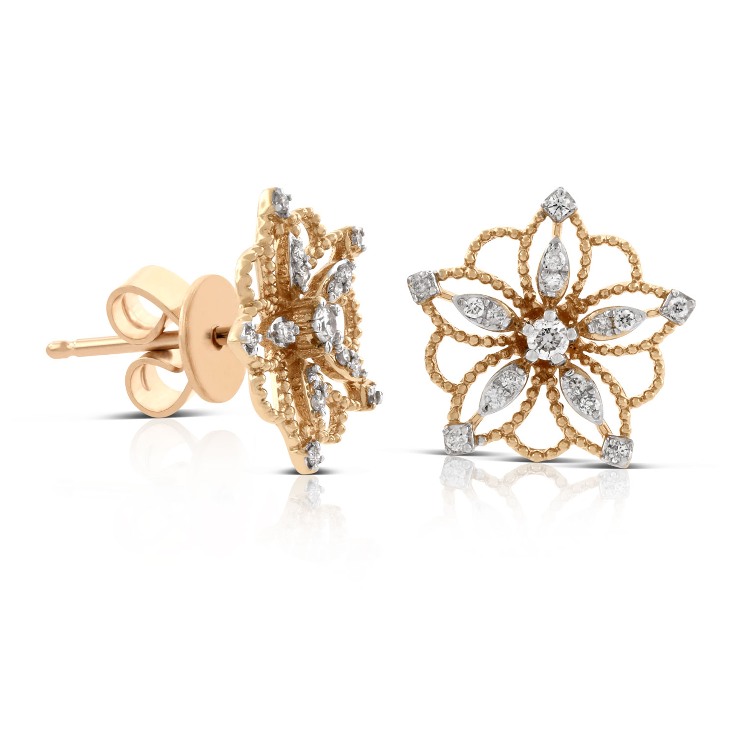 Rose Gold Floral Diamond Earrings 14K | Ben Bridge Jeweler