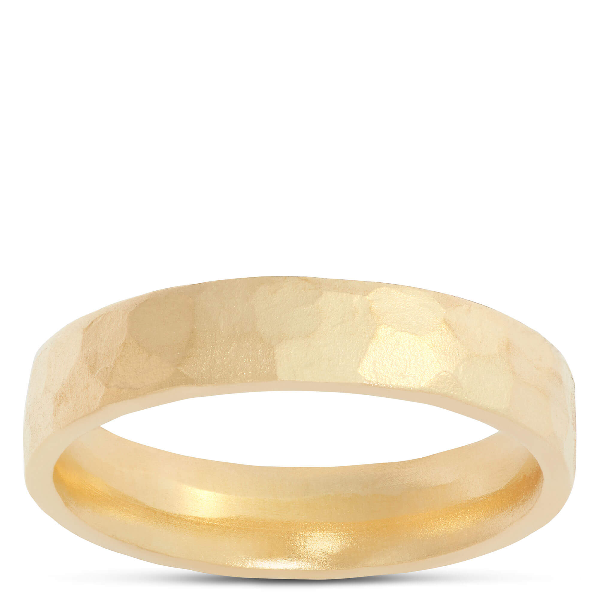 Hand Forged 4MM Flat Band, 22K Yellow Gold