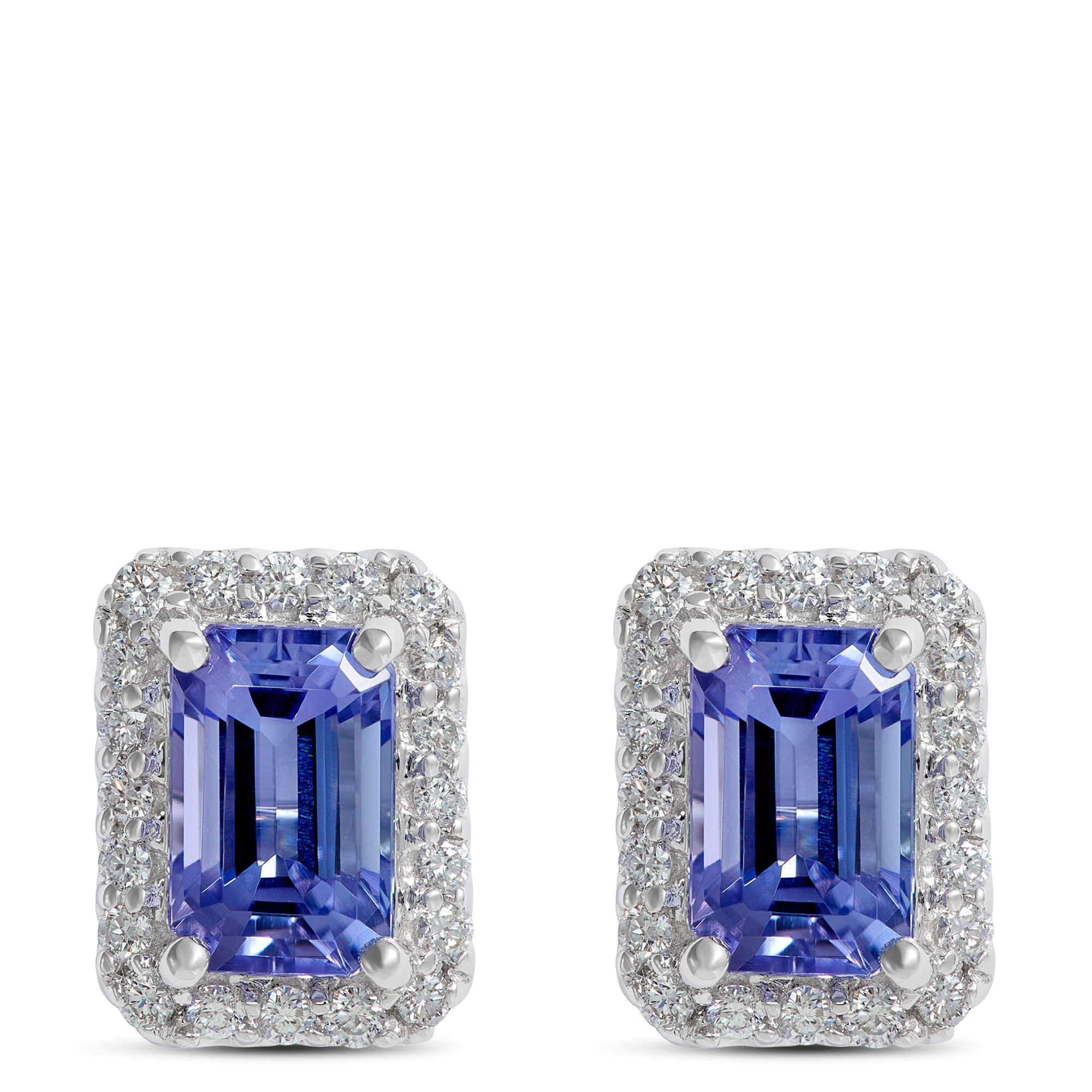 2 ct Brilliant Emerald Cut Solitaire Studs Designer Genuine Flawless deals VVS1 Simulated Tanzanite 14K 18K White Gold Earrings Screw back