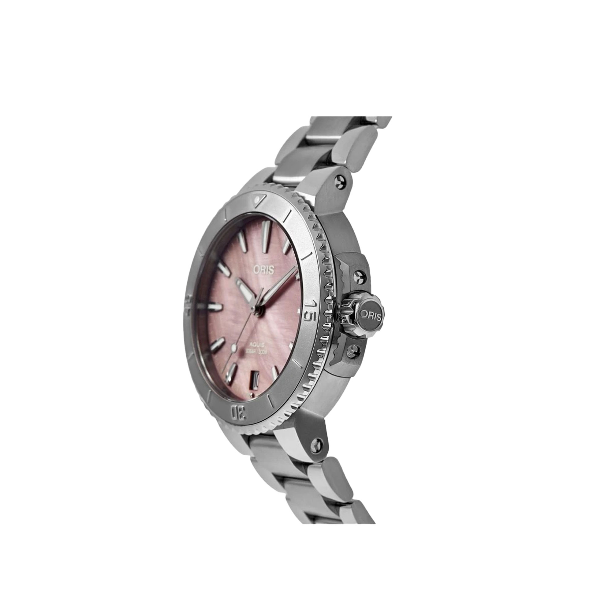 Oris Aquis Date Pink Mother of Pear Dial Watch 36.5mm