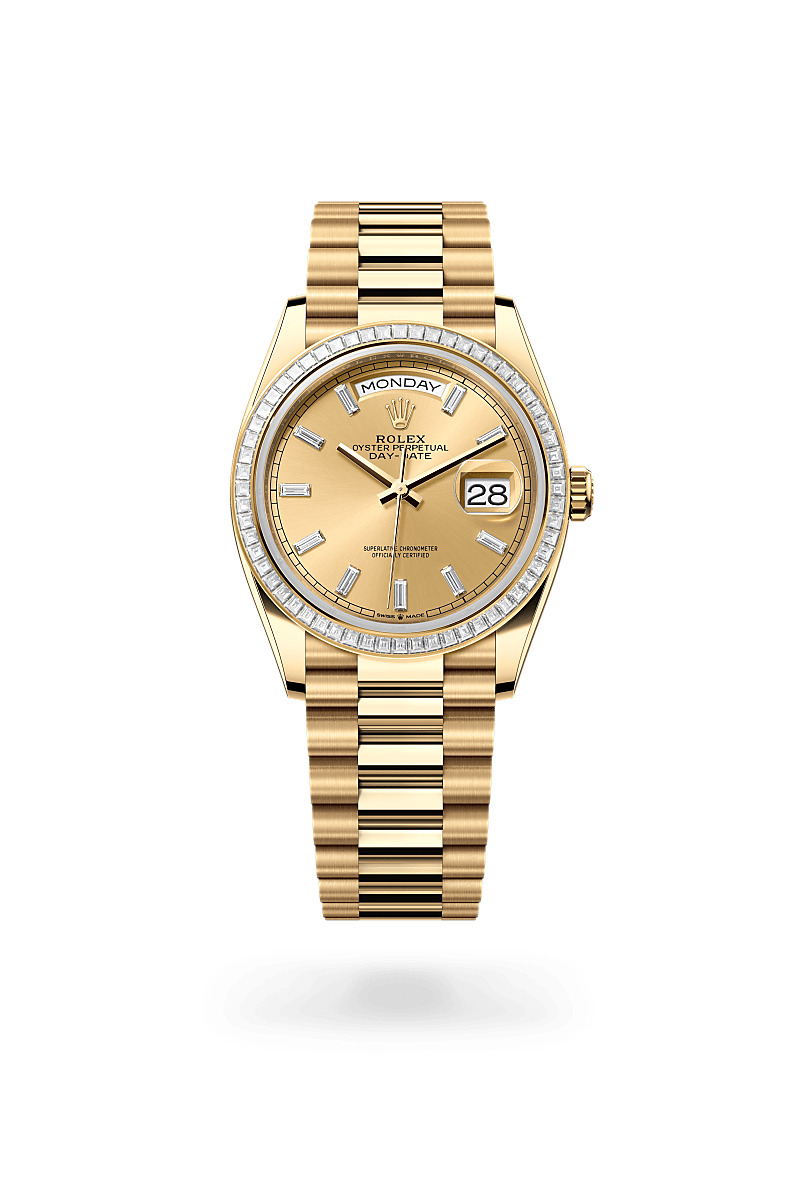 rolex day-date in 18 kt yellow gold, m128398tbr-0037 - ben bridge