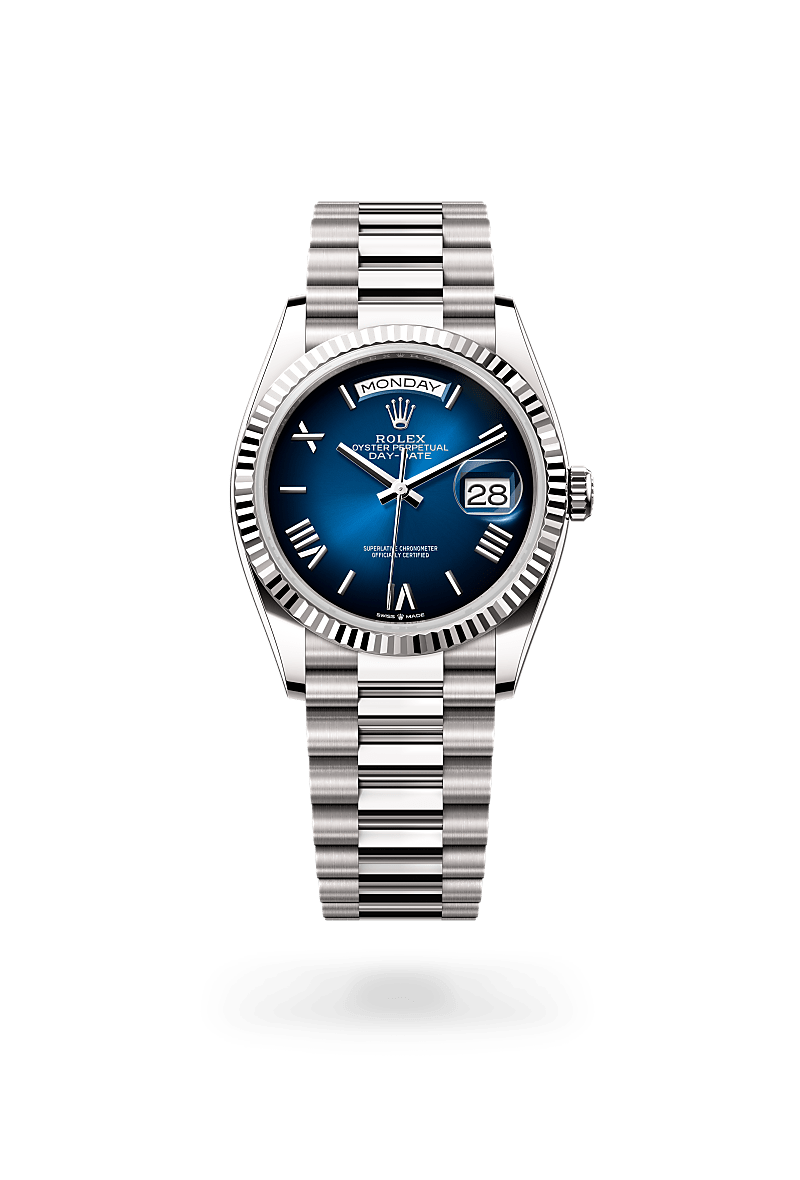 rolex day-date in 18 kt white gold, m128239-0063 - ben bridge