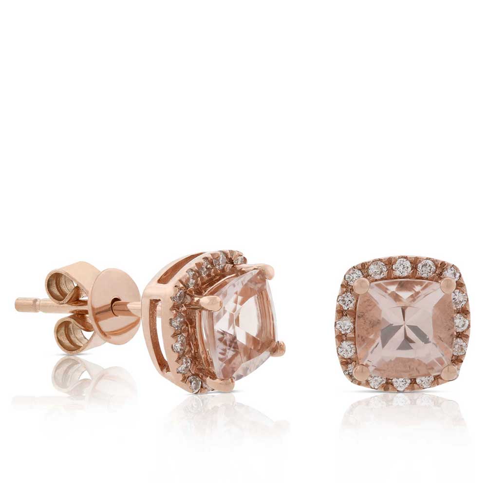 Rose Gold Morganite & Diamond Stud Earrings 14K | Ben Bridge Jeweler
