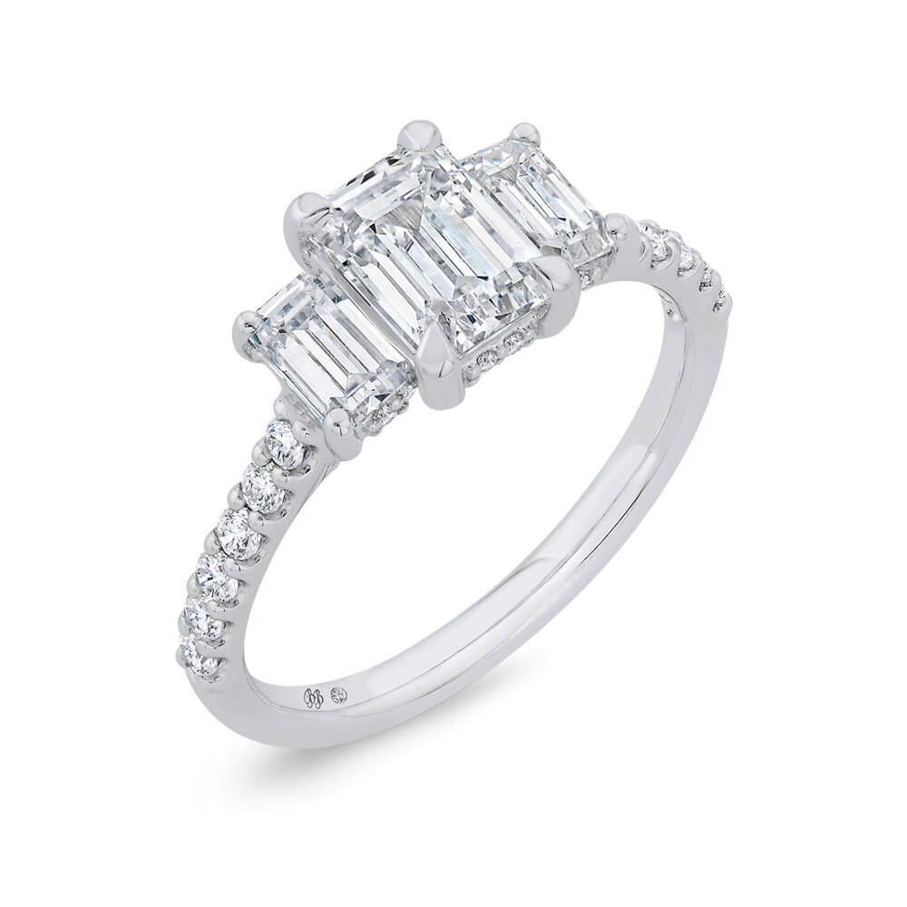 Bella Ponte 3-Stone Emerald Cut Diamond Engagement Ring 14K - BXE0122EC ...