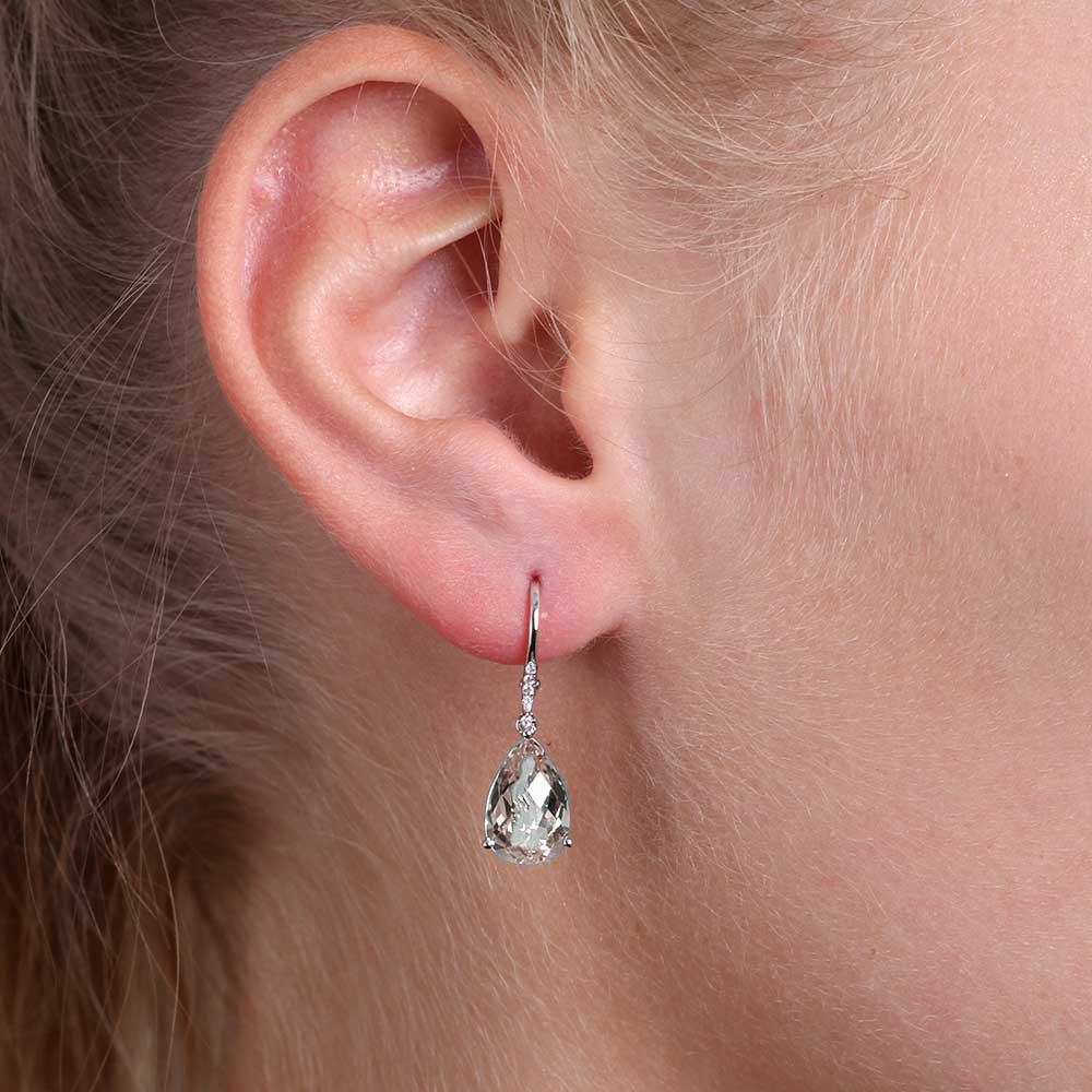 Pear Cut 8.40 ct Sapphire & outlet White Topaz Teardrop Earrings