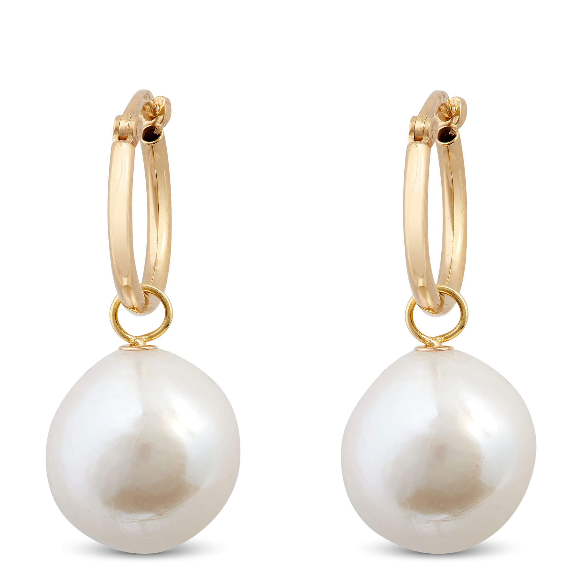 Treated Freshwater Cultured Baroque Pearl Hoop Earrings