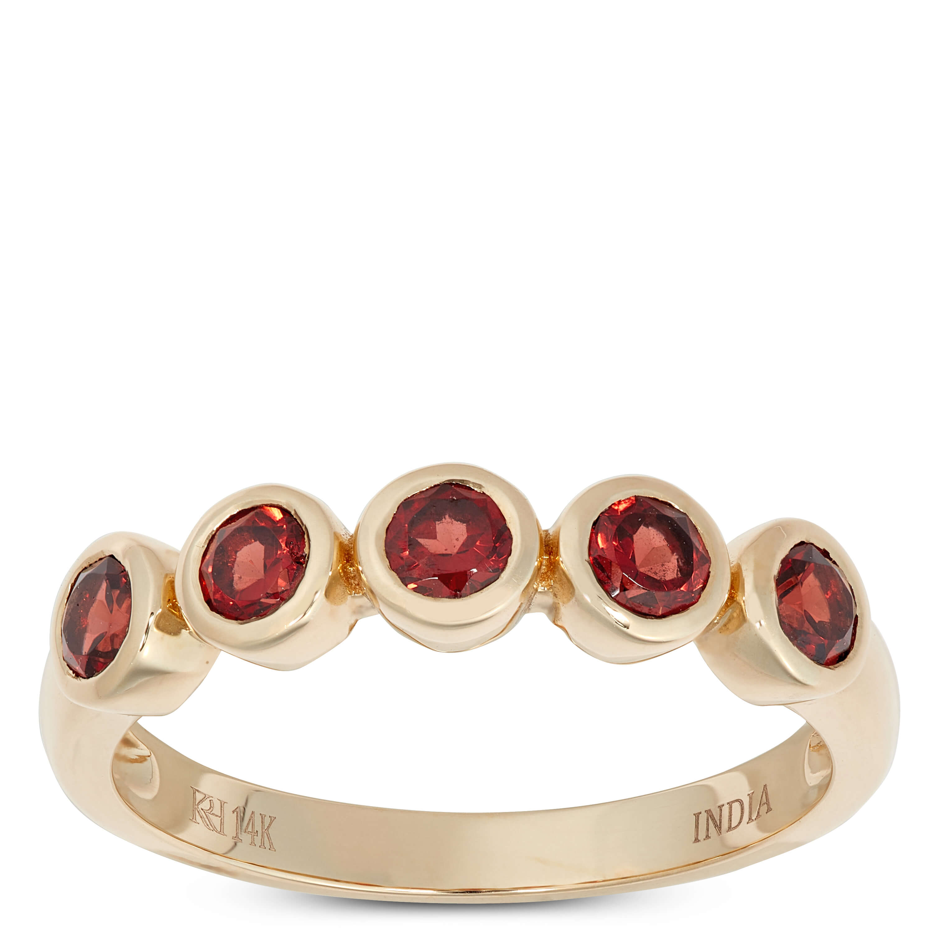 Garnet eternity store ring yellow gold