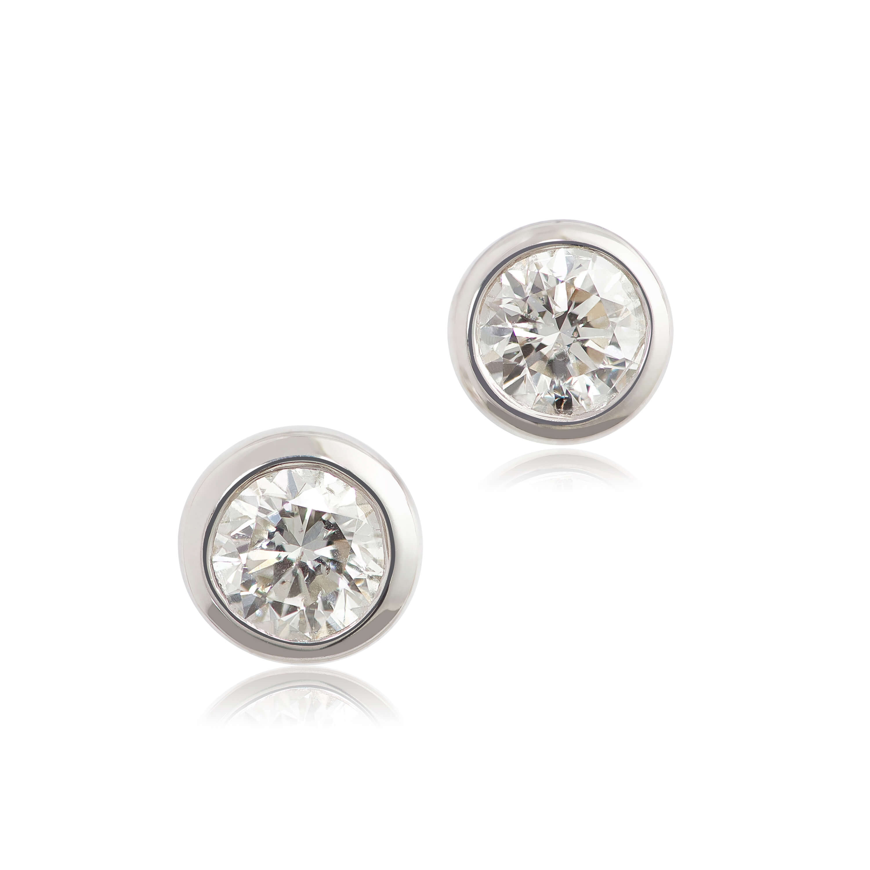 Bezel Set Diamond Stud Earrings 14K, 1 