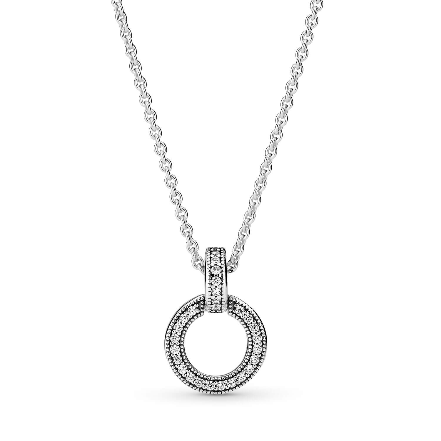Pandora Double Circle CZ Pendant & Necklace