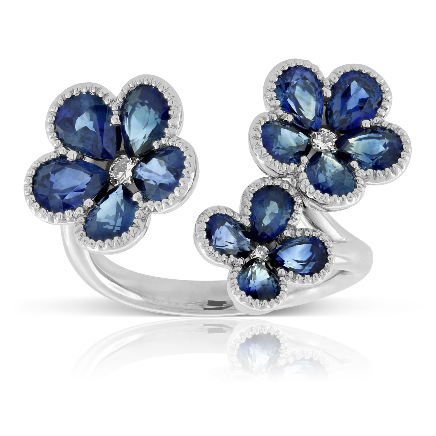 sapphire and diamond flower ring