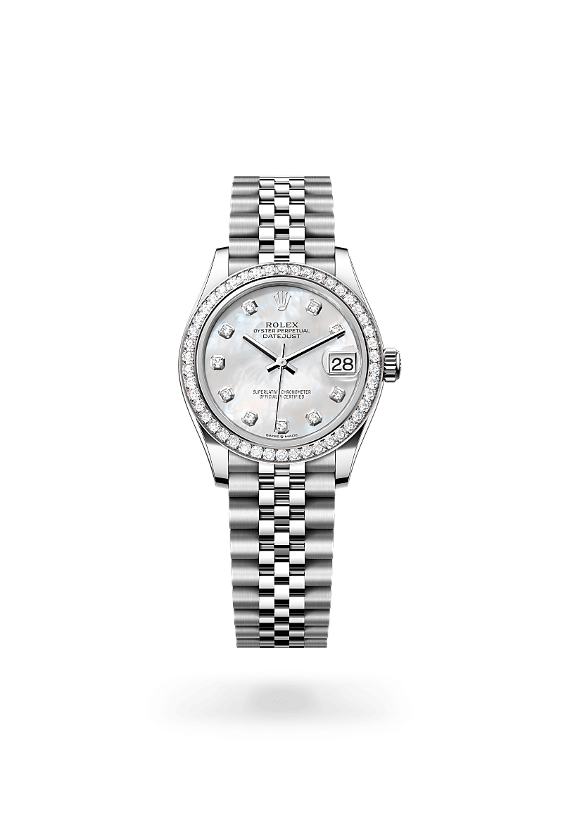 rolex datejust in white rolesor - combination of
                oystersteel and white gold, m278384rbr-0008 - ben bridge