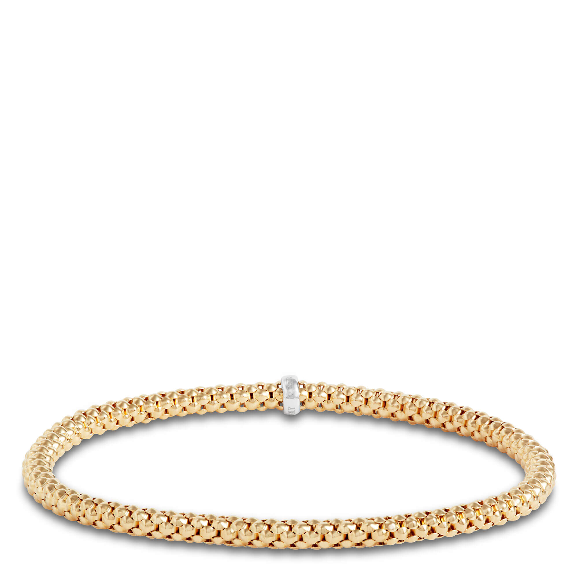 Evening Tide Sleek Band Loop and Ball Bangle Bracelet in Two-Tone