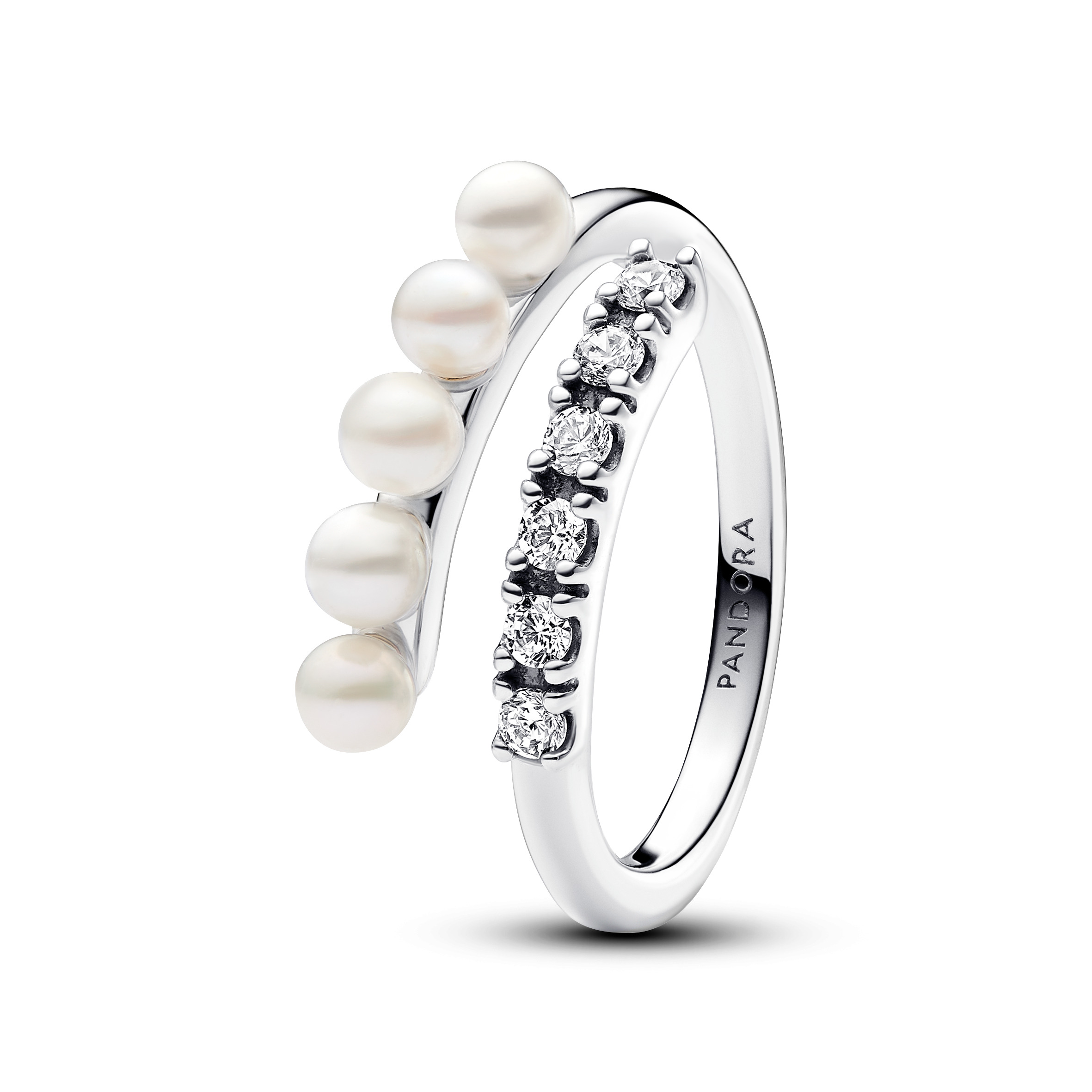 Pandora Treated Freshwater Cultured Pearls & Pavé Open Ring