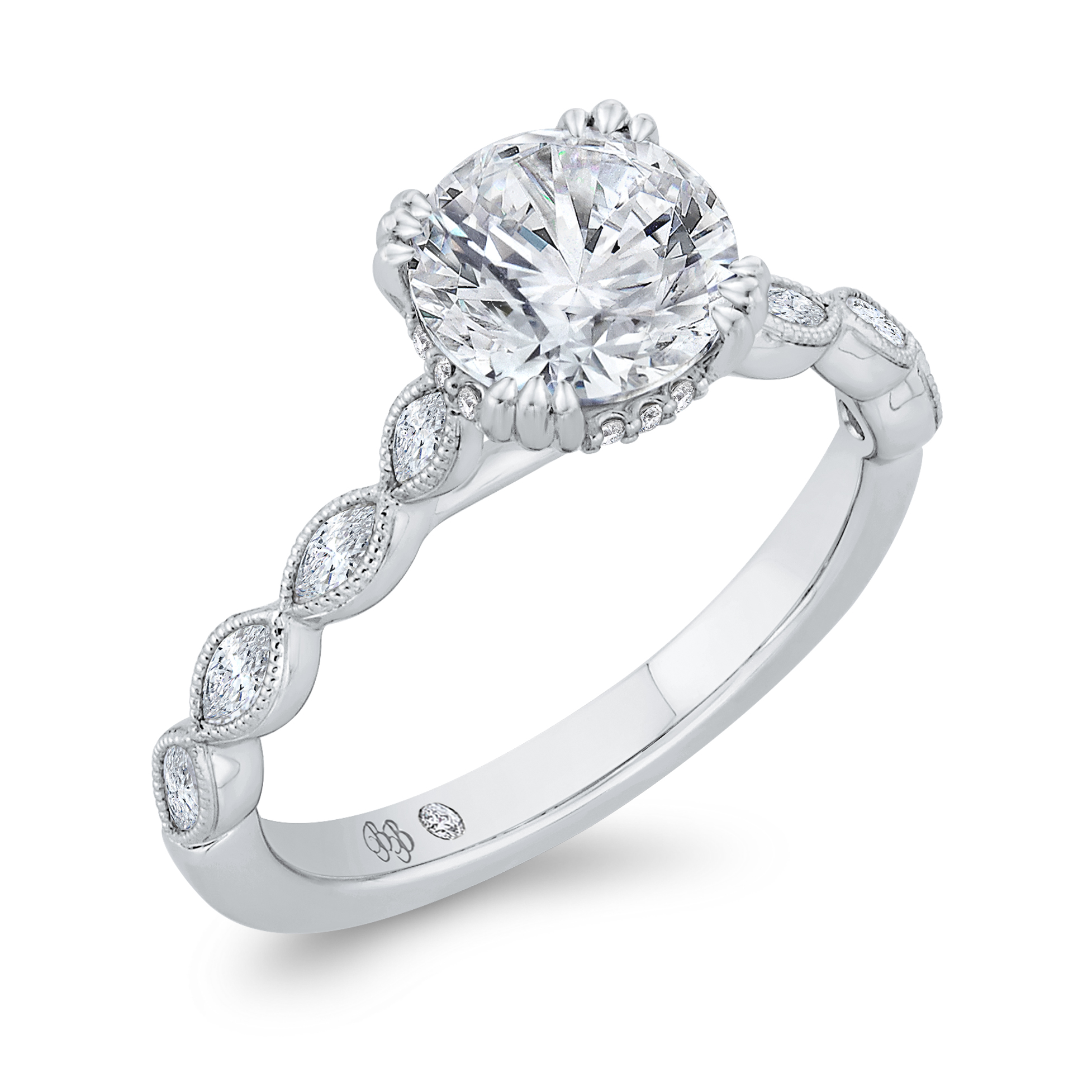 Bella Ponte Diamond Engagement Ring Setting 14K - BX0059E-44W-MG-1.50 ...