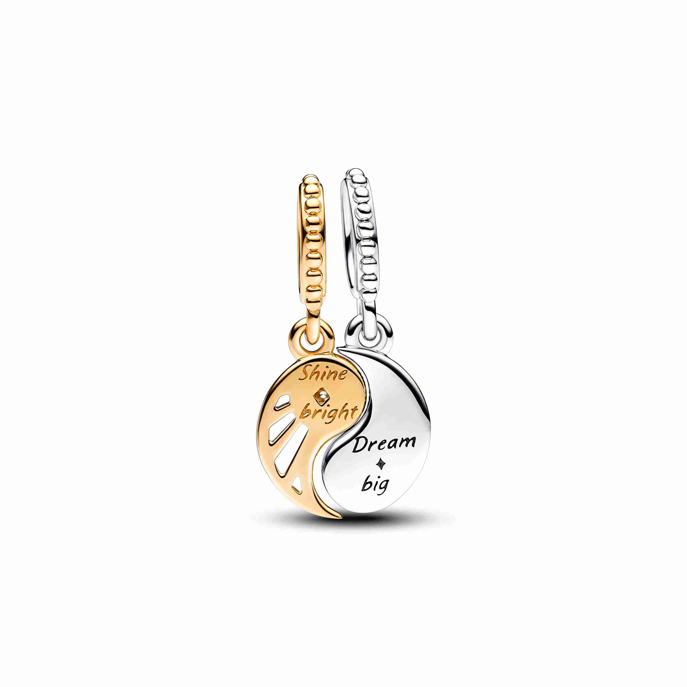 Pandora Two-tone Splittable Sun & Moon Dangle Charm