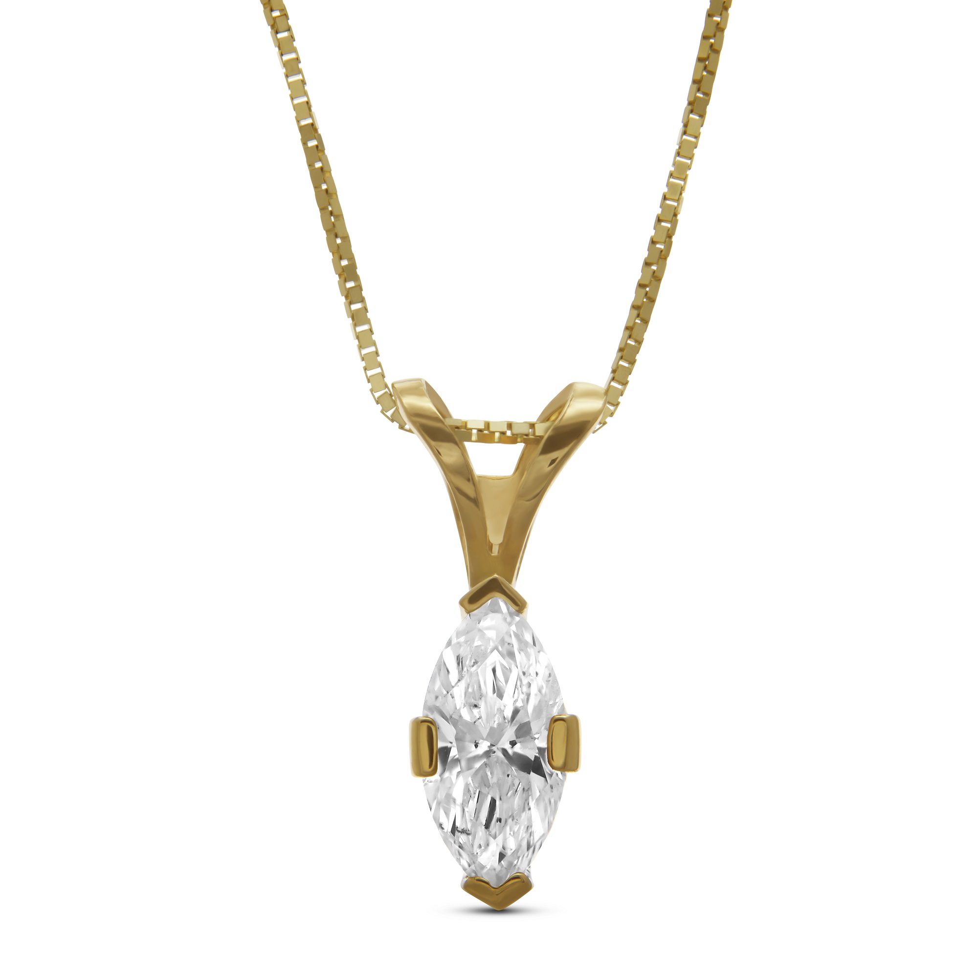 Natural Chocolate Brown .12CT online Diamond Marquise Solid 14K Yellow Gold Bezeled Charm Pendant