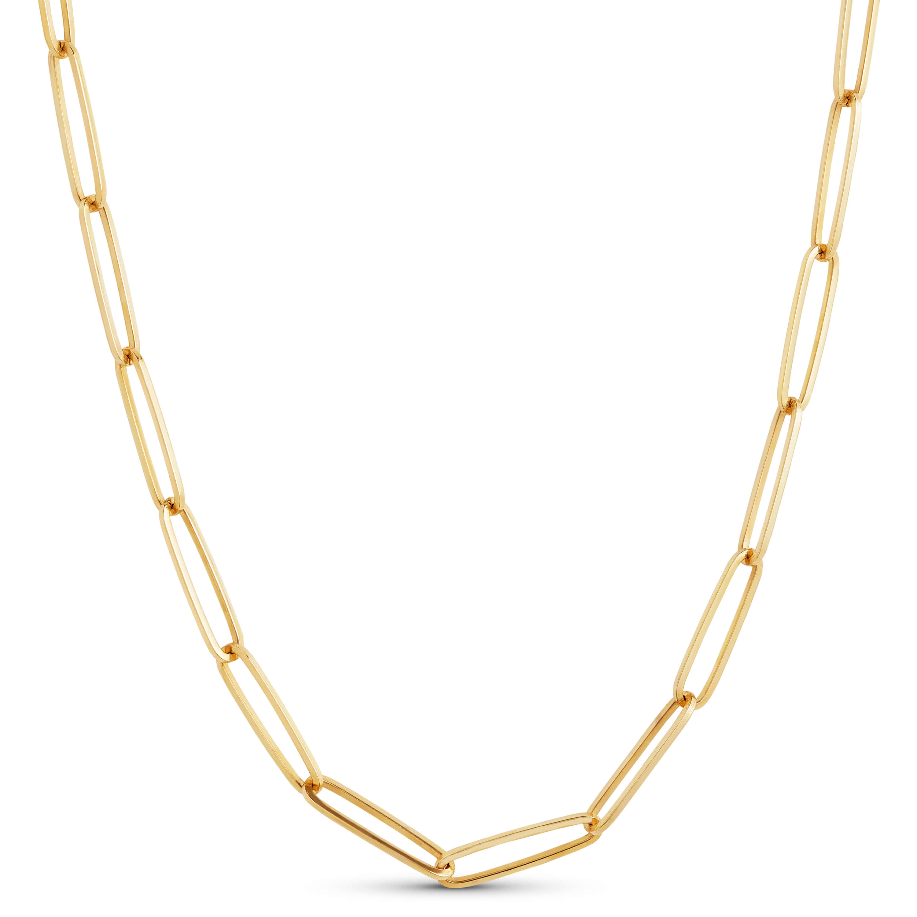 14K Gold Large Paper Clip Chain Necklace 14K White Gold / 18'' +$70.00