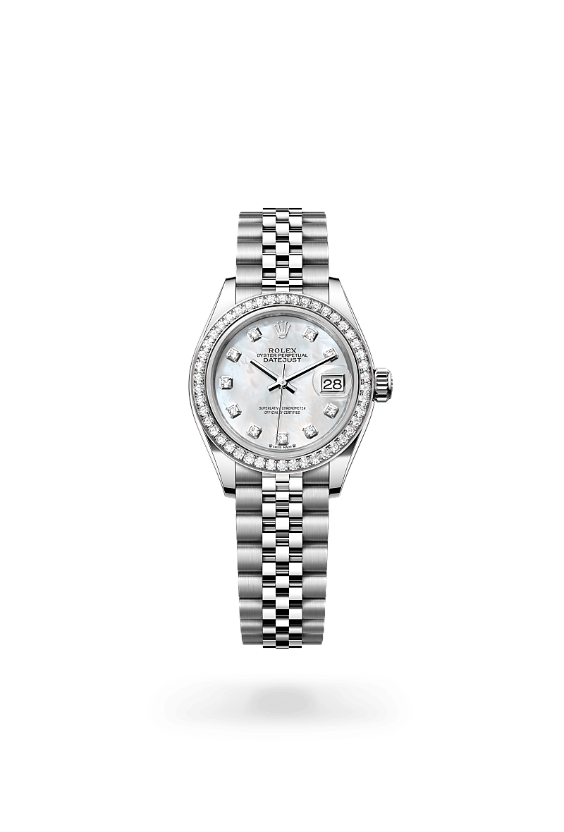 rolex lady-datejust in white rolesor - combination of
                oystersteel and white gold, m279384rbr-0011 - ben bridge